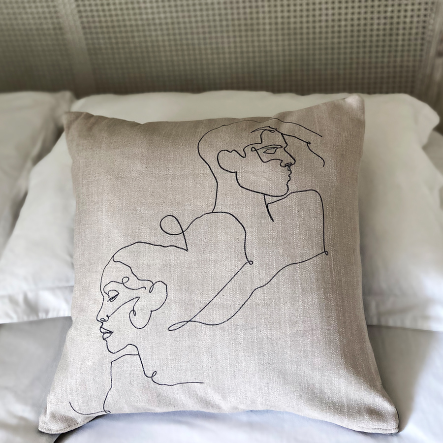 Picture of Love&Hate Beige Linen Pillow