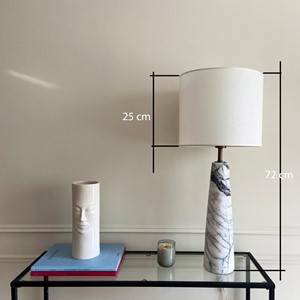 Tall Cone White/Grey Marble Table Lamp (Tall)