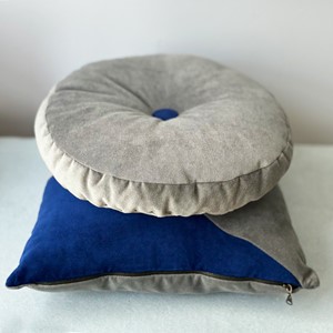 Round Gri/Indigo Kadife Yastık